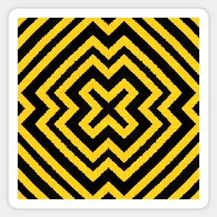 HIGHLY Visible Yellow and Black Line Kaleidoscope pattern (Seamless) 6 Sticker